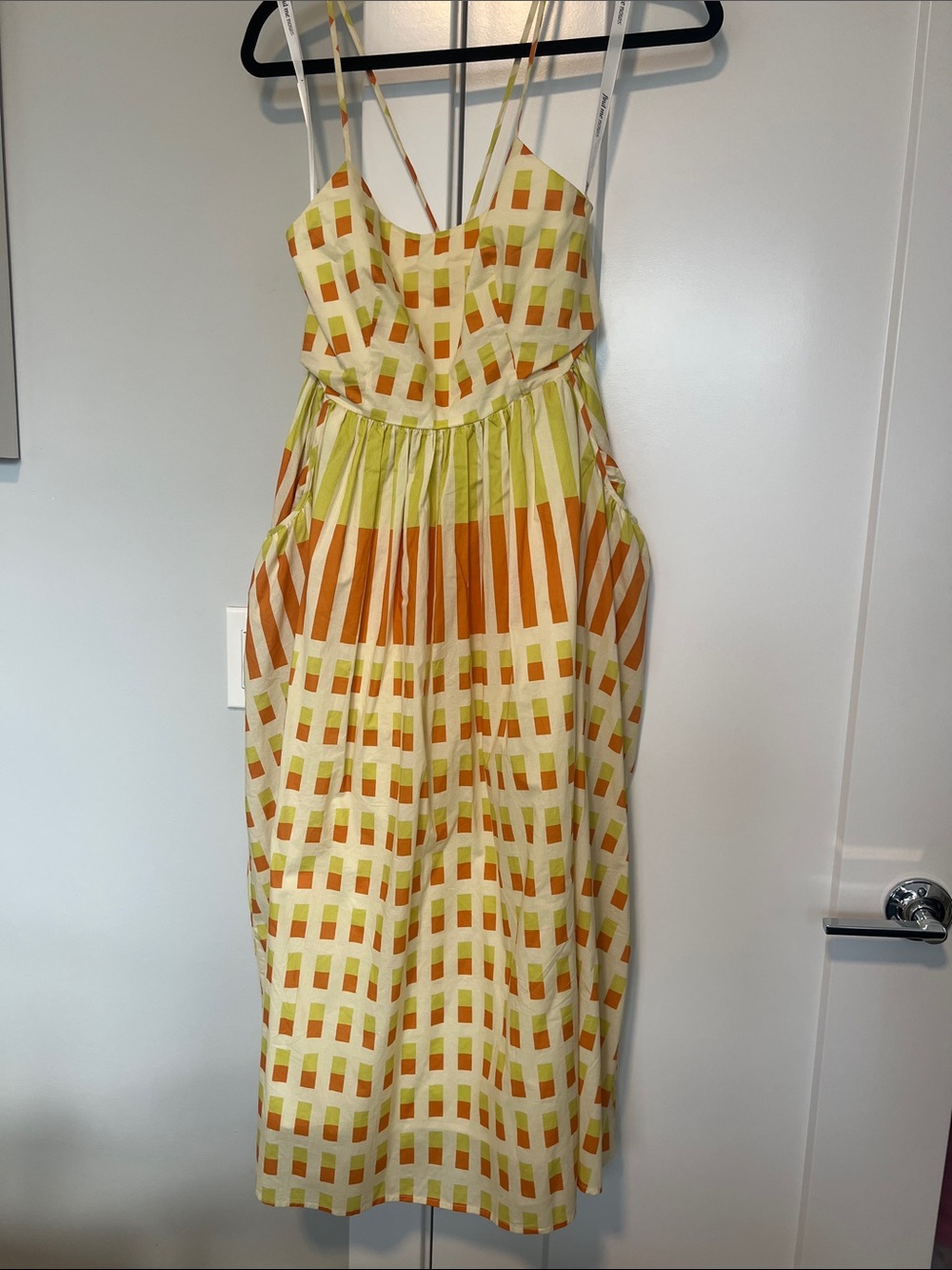 Sleeveless Midi Dress in Yellow & Orange Check